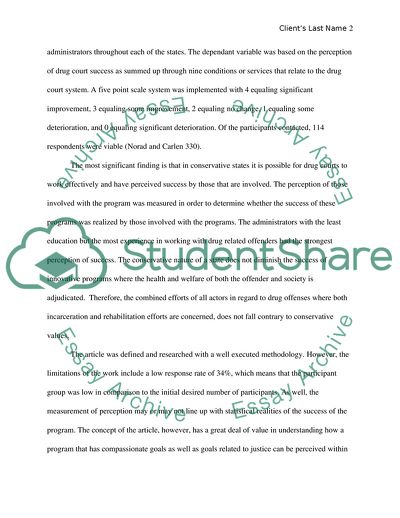Success of Drug Court Programs: Examinations of the Perceptions of Drug Court Personnel