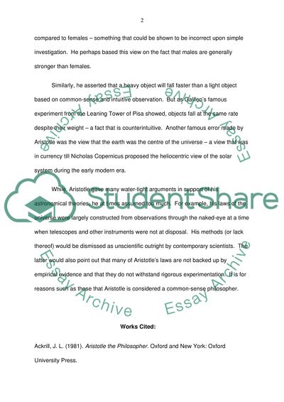 Philosophy-Explain why Aristotle is known as the commonsense philosopher