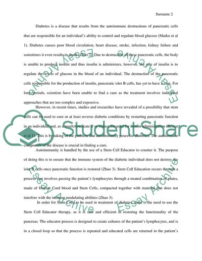 Stem Cells in the Treatment of Diabetes