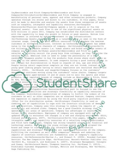 Company Resources and Capabilities of Abercrombie and Fitch