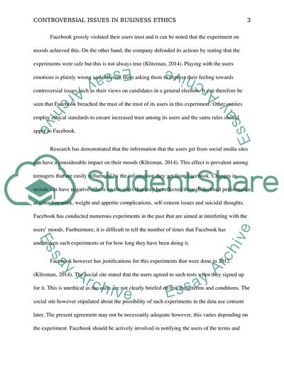 Controversial Issues in Business Ethics