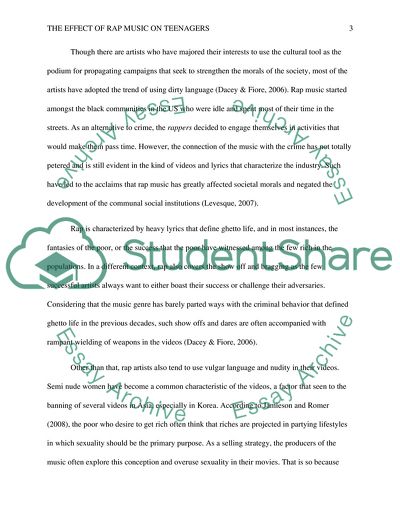 The Effect of Rap Music on Teenagers