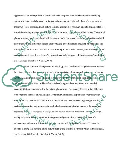 Aristotles View on the Natural of Teleology