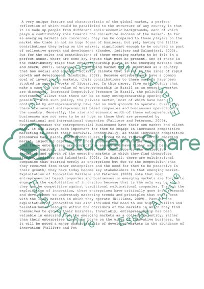 Value of entrepreneurship to emerging economies