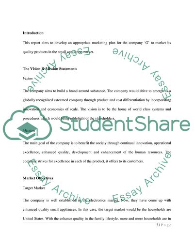 Marketing Plan for the Company G