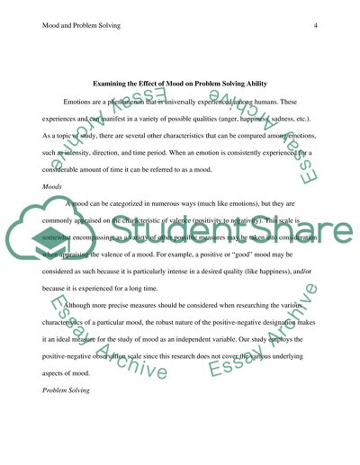 Examining the Effect of Mood on Problem Solving Ability