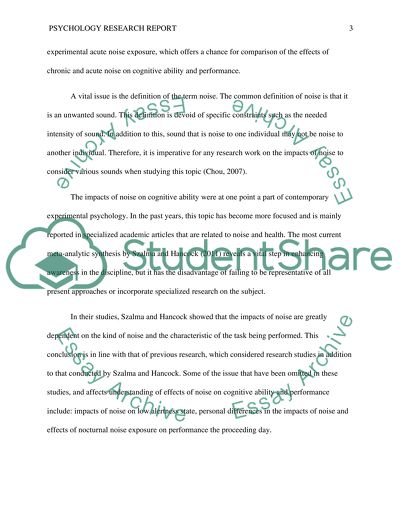 The Effects of Noise on Cognitive Ability and Performance