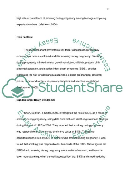 Risks of Smoking whilst Pregnant