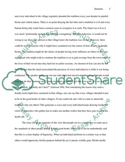 The Story The Lottery by Shirley Jackson