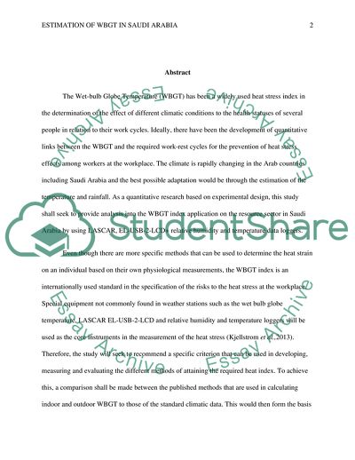 Estimation of The Wet-bulb Globe Temperature in Saudi Arabia Resources Sector