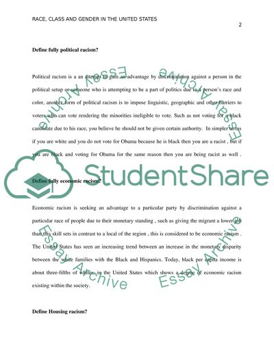 Race, Class and Gender in the United States