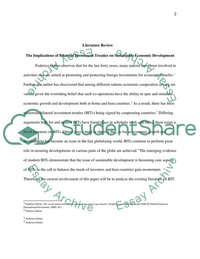 The Implications Of Bilateral Investment Treaties On Sustainable Economic Development