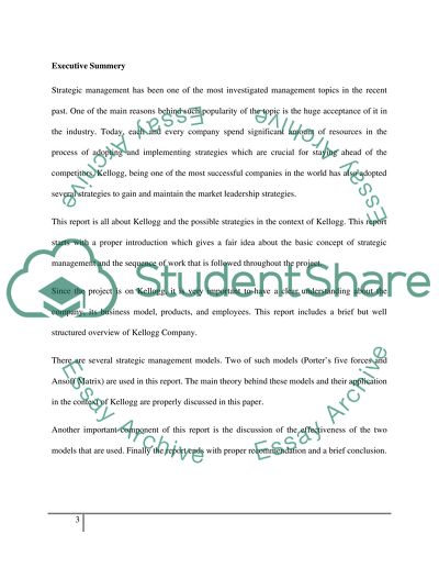 The project of Kellogg Company producer of cereal and other food