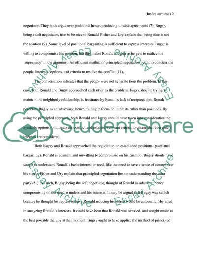 Negotiation between Fisher and Ury