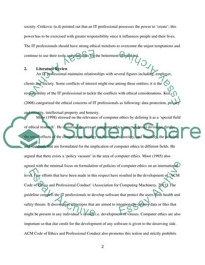 Importamce of the eticks for the IT professionals