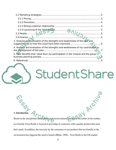 Business Planning- THE TWIST KETTLE