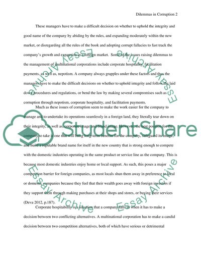 The Issues of Corruption in Multi-National Corporations