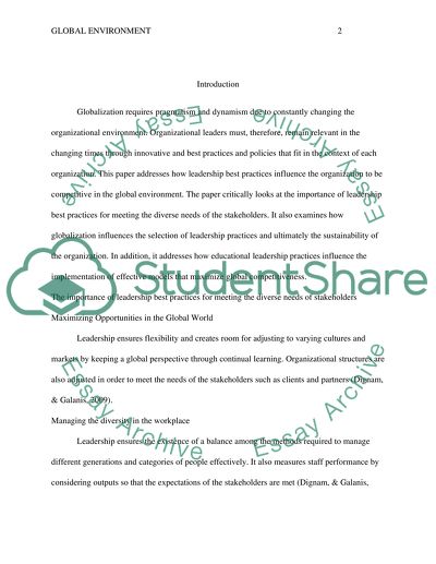 Competitiveness in the Global Environment