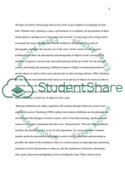 Comparing the Use of Objects as Narrative Devices in Art Exhibitions and Films