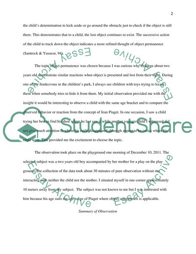 Object Permanence in Jean Piagets Cognitive Development among Children