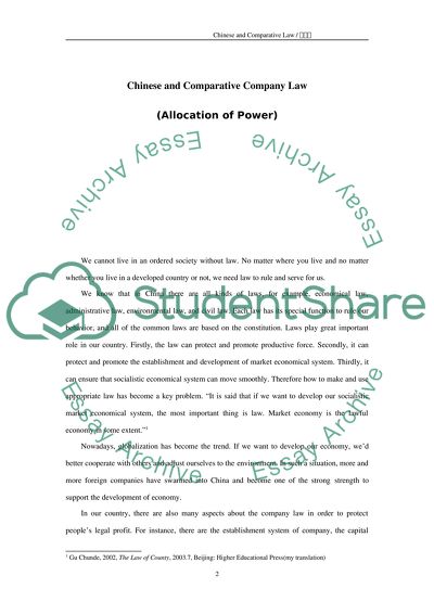 Chinese and Comparative Company Law