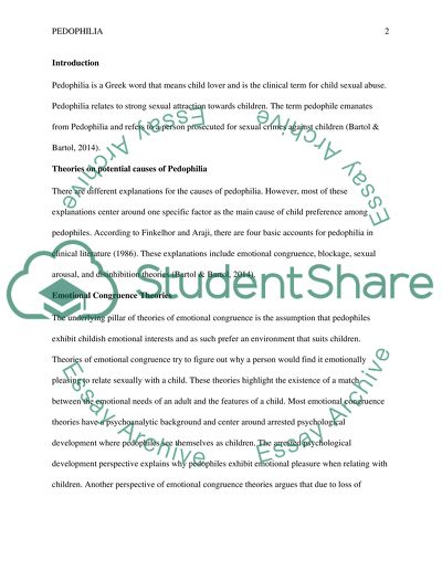 IDENTIFY AND DISCUSS THE FOUR THEORETICAL EXPLANATIONS FOT THE POTENTIAL CAUSES OF PEDOPHILIA