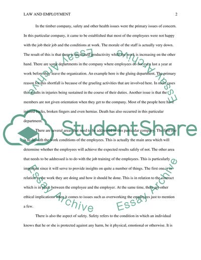 The Morale of the Staff in the Timber Company