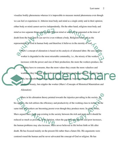 Marxs Concept of Alienation and Christianitys Concept of Sin and Disordered Will