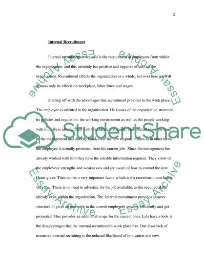 Human Resources Internal &amp; External Recruiting advantages Essay