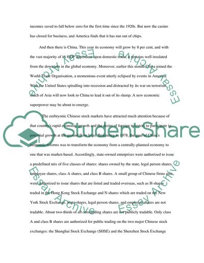 Stock Market of China and USA