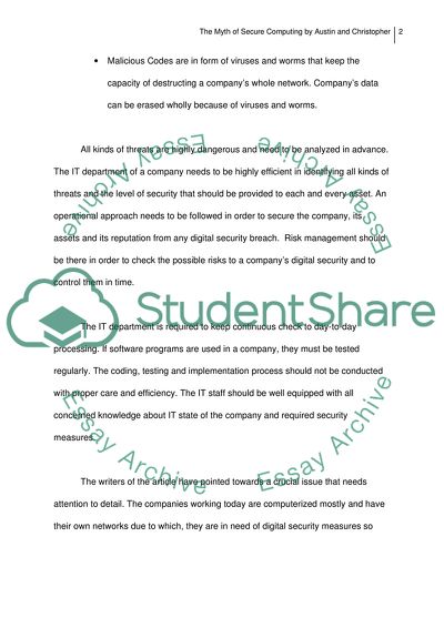 The Myth of Secure Computing by Austin and Christopher