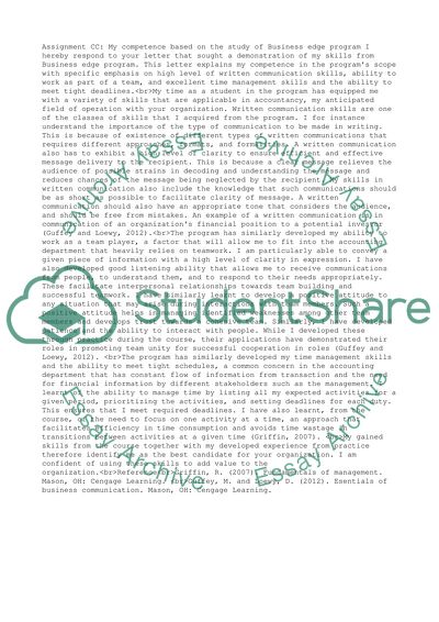 My ompetence Based on the Study of Business Edge Program