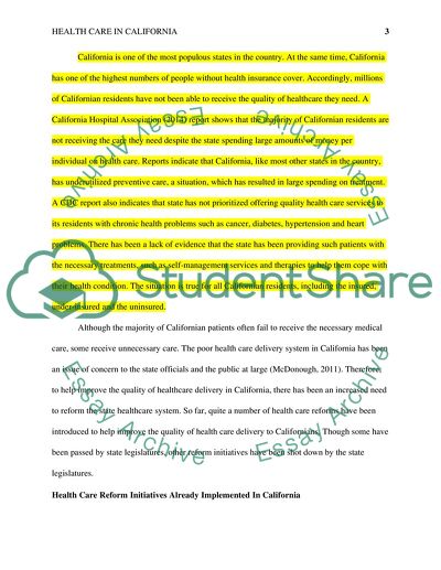 Health Care Reform Initiatives in California