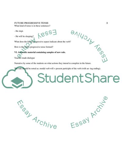 Grammar Lesson Plan - Future Progressive Tense