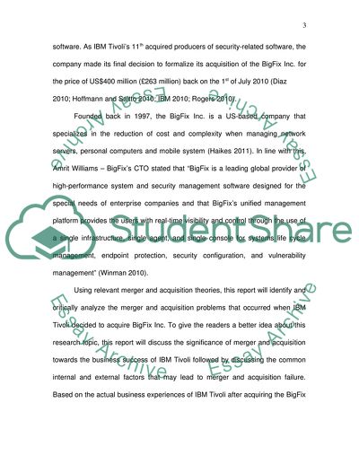 A Critical Analysis of the Problems Occurred by Major Acquisitions of the BigFix Inc