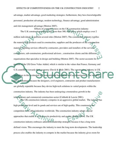 Effects of Competitiveness on the UK Construction Industry