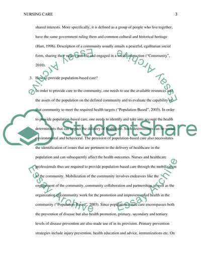 Population based nursing care