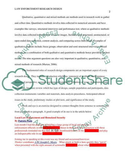 Assingment for Law Enforcement Research Design class