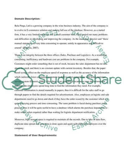 Database Design Activities of Bela Pinga Ltd