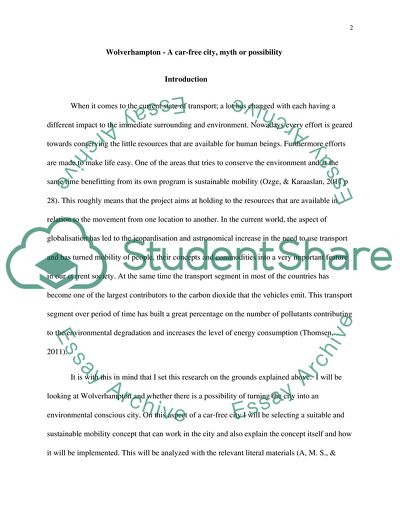 Wolverhampton: A Car-Free City, Myth or Possibility