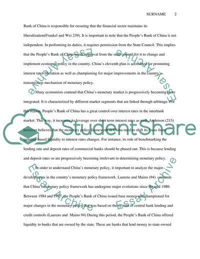 China Monetary Policy and Its Effect on United States Economy