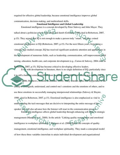 Emotional Intelligence and Global Leadership