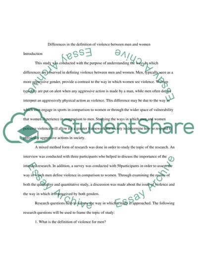 Differences in the Definition of Violence Between Men and Women
