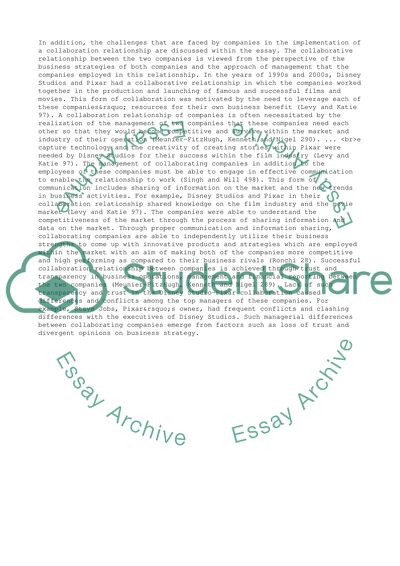 Collaboration Relationship: Disney Studios and Pixar