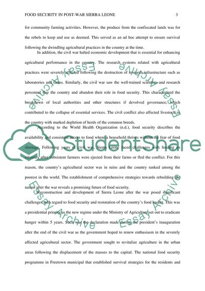 Food Security in Post-War Sierra Leone