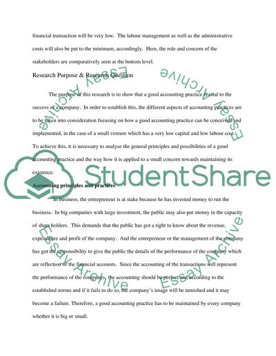 Good Accounting Practice Is Vital to a Companys Success