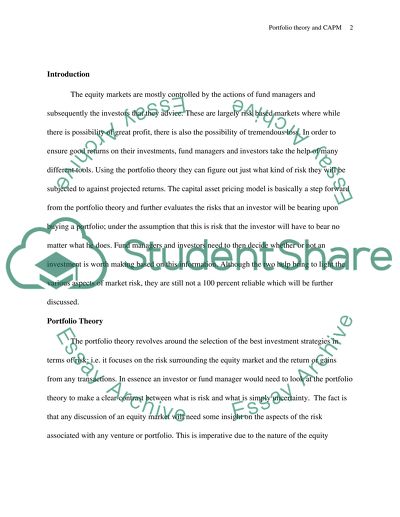 Relevance of Portfolio Theory