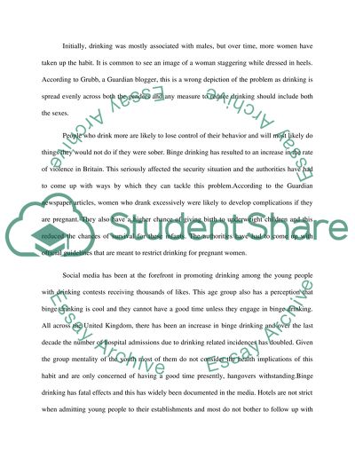 Binge Drinking as a Social Problem in Britain