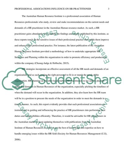 Professional associations influence on HR practitioner