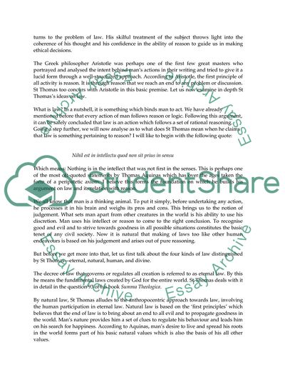 What Does St Thomas Mean When He Claims that Law Is Something Pertaining to Reason